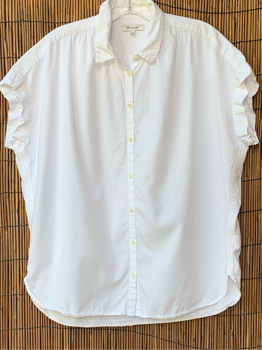 Madewell Crisp White Cap Sleeve Button-Down Shirt Size Medium